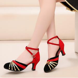 Women Professional Latin/Salsa Ballroom Wedding Dance Shoes Split Leather Upper PU Lining 3.5cm/5cm <b>Heel</b> Dance Shoes - Product Image 5