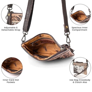 Bolso de mano cruzado de cuero ligero para Niñas para parche de mano universitario con cierre de cremallera de lana Durrie - Product Image 4