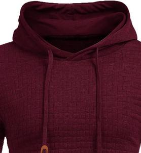 Sweat à capuche pour hommes, pull décontracté à manches longues en tricot gaufré avec cordon de serrage, grande taille - Product Image 6