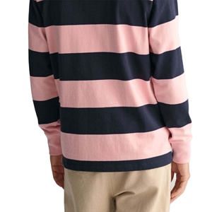 เสื้อโปโลผ้าคอตตอนลายทางสำหรับผู้ชายเสื้อโปโลรักบี้แขนยาวปักโลโก้ได้ตามต้องการ - Product Image 2