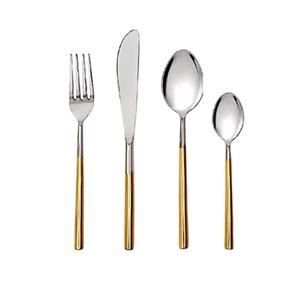 <b>Set</b> of 4 Piece <b>Cutlery</b> <b>Set</b> Best Quality <b>Gold</b> Handle Stainless Steel Dinnerware <b>Cutlery</b> <b>Set</b> Available at Affordable Market Price - Product Image 1