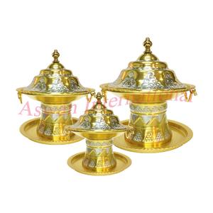 Bols à dattes arabes en acier inoxydable de qualité supérieure plaqués or - Product Image 6