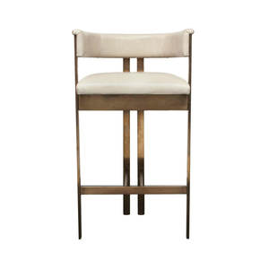 Taburete de <span class=keywords><strong>Bar</strong></span> de Diseño Italiano de Lujo, Moderno, de Cuero Sintético Blanco, con Base de Metal Dorado, para Comedor o Restaurante - Product Image 1