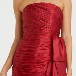 Vestido de fiesta sin tirantes de noche sin espalda hasta el suelo drapeado Venta caliente para primavera otoño liso teñido sin mangas para mujer - Product Image 1