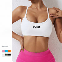 Sujetador deportivo de gimnasio con logotipo personalizado al por mayor, sujetador de yoga con relleno alto ajustable, Top OEM corto de entrenamiento físico, transpirable y reciclable