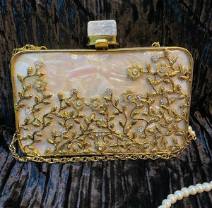 Bolso de mano elegante y personalizado con mosaico de perlas para madre, bolsos de noche con diseño de piedra para novias, precio al por mayor para fiestas de boda - Product Image 2