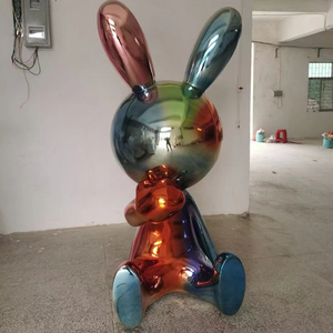 Esculturas de arte, decoración interior de Metal moderna, escultura de conejo de acero inoxidable de color, gran oferta - Product Image 2