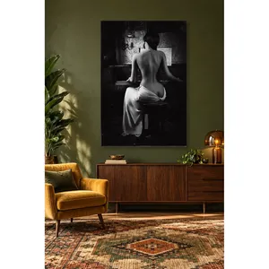 Impression sur toile Fida : Femme noire et blanche au piano - Product Image 2