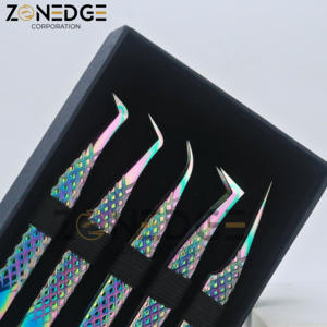 ชุดปากคีบต่อขนตา5ชิ้นคุณภาพพรีเมี่ยมชุดกันลื่นที่สมบูรณ์แบบปลายไฟเบอร์แหนบขนตา - Product Image 2