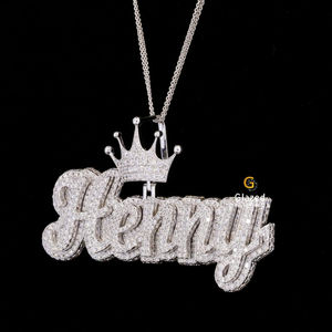 Diamante cultivado en laboratorio de Plata de Ley 925, exclusivo, totalmente helado, corte brillante, elegante, chapado en rodio de Hip Hop para fiestas - Product Image 2