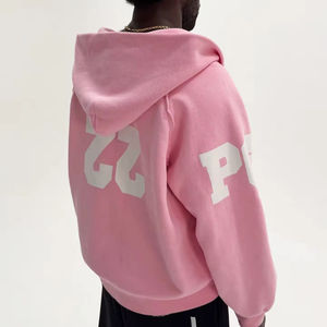 Sweat à capuche zippé surdimensionné pour homme, en coton lourd, imprimé, avec broderie et strass, effet délavé personnalisé - Product Image 3