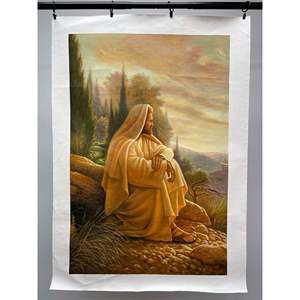 Peinture à l'huile sur toile de Jésus 100% peinte à la main 36 pouces X 24 pouces, chef-d'œuvre unique et original - Product Image 6