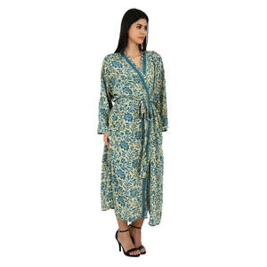 "Beige <b>Blue</b> Floral Kimono Cover-up <b>Cami</b> Set for Women-One Size" - Product Image 4