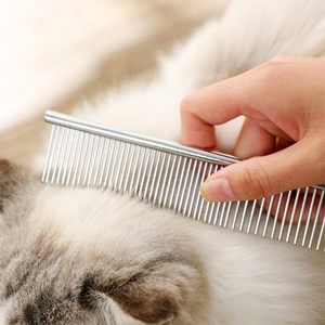 Peine de aseo de acero inoxidable de alta calidad OEM al por mayor dientes redondeados agarre antideslizante para perros de pelo largo y corto gatos Simple - Product Image 5