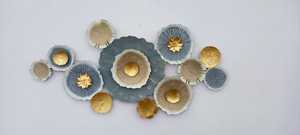 Nouvelle décoration murale en métal à motifs de fleurs finition grise et crème décoration murale vente en ligne pour salon chambre bureau mariage - Product Image 3