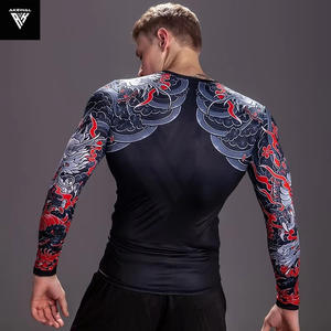 Qualité d'exportation sur mesure BJJ MMA T-shirt de compression Rash-Guard pour hommes Manches longues et protection du cou Vêtements de sport respirants - Product Image 3