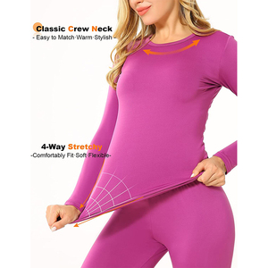 Camiseta Térmica de Manga Larga y Calzoncillos Largos de Poliéster de Primera Calidad, Cálida para Invierno, Transpirable, Informal, Ajustada, para Mujer - Product Image 6