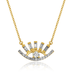 Vente chaude unisexe Vintage romantique plaqué or 925 en argent Sterling topaze blanc mauvais œil collier bijoux pour la fête de mariage - Product Image 3