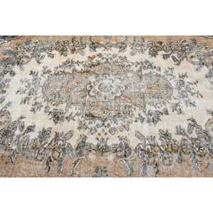 Vintage Turkish Large Rug 5.4x8.6 ft, <b>Brown</b> Gray Bordered <b>Wool</b> Rug - Product Image 5