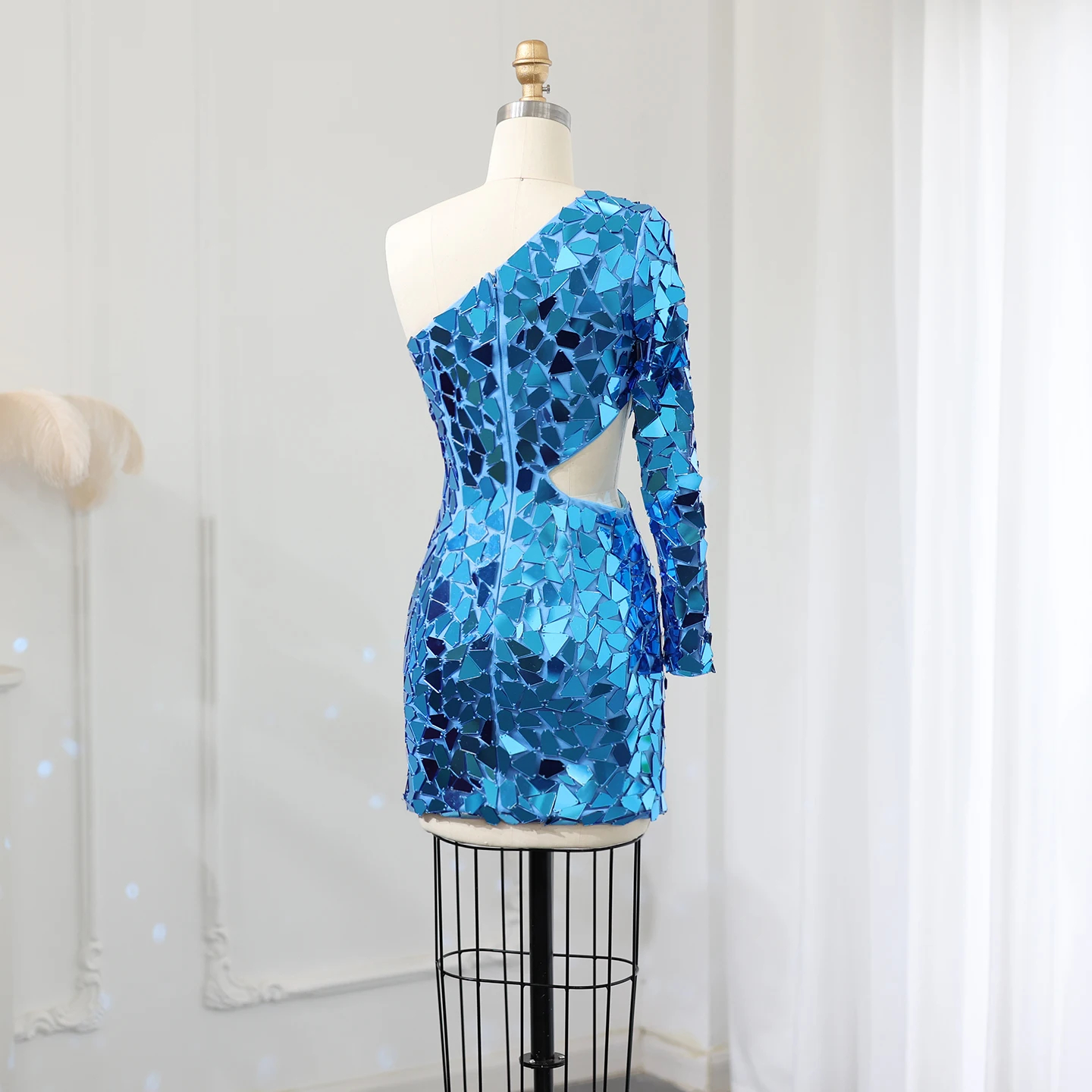 Jancember SZ015 Turquoise Blue Short Mini Cocktail Sequin Evening Club Gowns  Party Dresses for Birthday