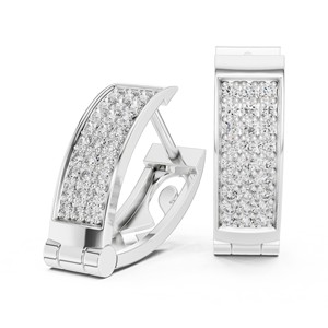 Pendientes de Aro Rectangulares con Pavé de Moissanita Redonda, Plata de Ley 925, 54 Piedras - Product Image 5