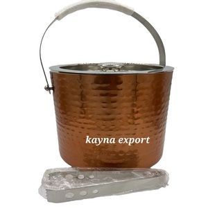 Cubo de hielo de metal martillado pulido con espejo para bar y restaurante, cubo de hielo pulido de metal resistente con descuento - Product Image 6