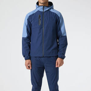 Vestes coupe-vent en polyester personnalisées et imperméables pour hommes avec bloc de couleurs pour l'extérieur veste à bande réfléchissante - Product Image 5