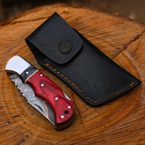 Couteau de poche fait main en cuivre damas acier lame pliée cadeau de garçon d'honneur manche en bois personnalisable OEM Support cadeau d'anniversaire - Product Image 6