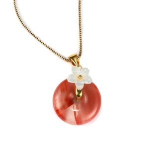 Collier pendentif en agate Nanhong plaqué or en argent sterling avec nacre, chaîne en bambou orthodoxe tendance - Product Image 1
