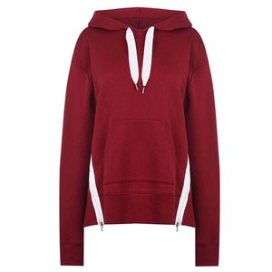 Sudaderas con capucha de manga larga con cremallera de algodón de alta calidad para mujer, Jersey informal, Top corto de gran tamaño, Sudadera con capucha con diseño de bolsillo - Product Image 2