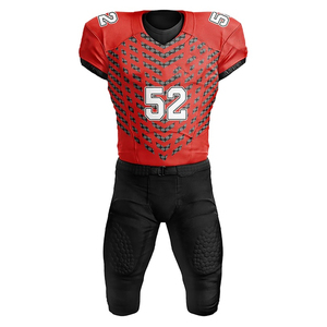 Ensemble d'uniformes de football américain 100% polyester, vêtements de sport respirants, manches courtes, grande taille, été, personnalisable, uniforme OEM - Product Image 1