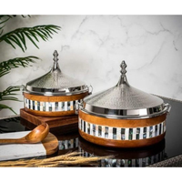 Attrayant nacre alimentaire marmite décoration de la maison chauffe-aliments plats à friction en acier inoxydable casserole
