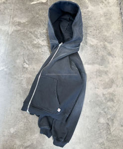 Sudaderas con capucha Retro para hombre, ropa de calle de gran tamaño, peso pesado, 100% algodón, Vintage, lavado con ácido, cremallera/Jersey Boxy Fit, Invierno - Product Image 3