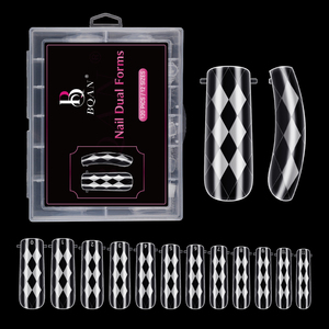 120 Pcs 3D Transparent Nail Extension Full Cover <span class=keywords><strong>Faux</strong></span> <span class=keywords><strong>Ongles</strong></span> Double Forme pour Salons et Maison DIY - Product Image 1