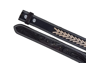Ceinture unisexe en cuir pleine fleur de vache, ornée de perles et d'un croix, design floral de luxe style western, longueur personnalisable avec boucle en alliage, prête à l'emploi - Product Image 5