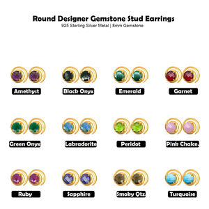 925 <b>Sterling</b> <b>Silver</b> Gold Vermeil 8mm Round Amethyst Gemstone Prong Set Stud <b>Earrings</b> for Women for Anniversaries Parties Gifts - Product Image 5