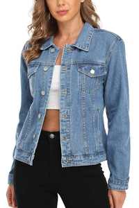 Chaqueta de mujer con capucha Denim casual para mujer abrigo de mezclilla de manga larga moda con capucha Denim prendas de vestir exteriores moda streetwear para damas - Product Image 3