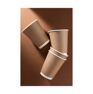 Vaso de papel desechable de doble pared de 12oz de alta calidad resistente al calor para bebidas calientes y frías Kraft blanco buen suministro al por mayor - Product Image 1