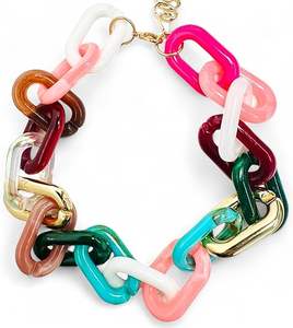 Cadena de Eslabones de Resina Pintada a Mano de Moda para Accesorios de Moda - Joyería DIY Personalizable de Alta Calidad para Pulseras y Collares - Product Image 1