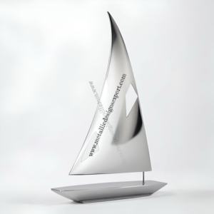 Sculpture de voilier moderne en acier inoxydable poli Accent nautique noir argent décor de bureau à domicile en aluminium mobile en gros - Product Image 4