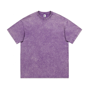 T-shirt pour homme en coton/fibre de bambou de haute qualité, délavé à l'acide, coupe ample et oversize, style décontracté - Product Image 1