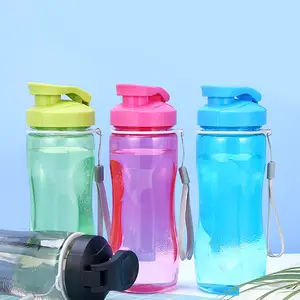 Botellas de agua reutilizables de plástico para gimnasio, botellas de agua de marca, reutilizables, estilo japonés, elegantes y elegantes, transparentes, ecológicas, 500ml