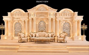 Scène de réception de mariage indienne incroyable, scène de mariage royale en fibre, toile de fond florale en fibre, scène de mariage asiatique de luxe, États-Unis - Product Image 6