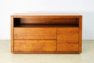 Meuble de salon minimaliste chic en teck pour la maison, 1 porte et 2 tiroirs - Product Image 4