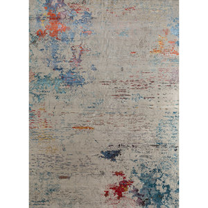 พรมขนสัตว์และไหมไผ่ถักมือสีเทาและดำ ลายแบบนามธรรม สำหรับใช้ในบ้าน-Srb(702) โดย Jaipur Rugs ZA - Product Image 1