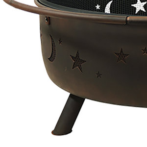 Durable Outdoor <b>Fire</b> <b>Pit</b> - <b>Wood</b>-<b>Burning</b> <b>Fire</b> <b>Pit</b> with Round Spark Screen, Poker, and Built-in Grate - Product Image 3