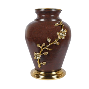 Jarrón de metal texturizado adornado con una hoja - Product Image 4