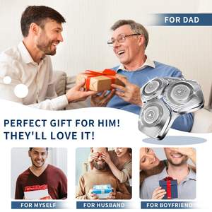 Cabezales de Repuesto de Triple Cuchilla para Afeitadoras Eléctricas, Resistentes al Agua IPX7, Lavables, para Afeitado Facial, Plateados, para Afeitadora Rotatoria - Product Image 3