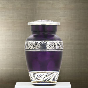 <b>Small</b> Purple Handmade Modern Design Metal Matte Finish Memorial Keepsake Urn Customizable Capacity Custom Colors Tabletop <b>Vase</b> - Product Image 1