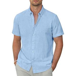 Chemise de travail à demi-manches pour hommes avec coupe ajustée et fermeture à boutons, idéale pour les uniformes d'entreprise, les réunions d'affaires et les commandes personnalisées - Product Image 1
